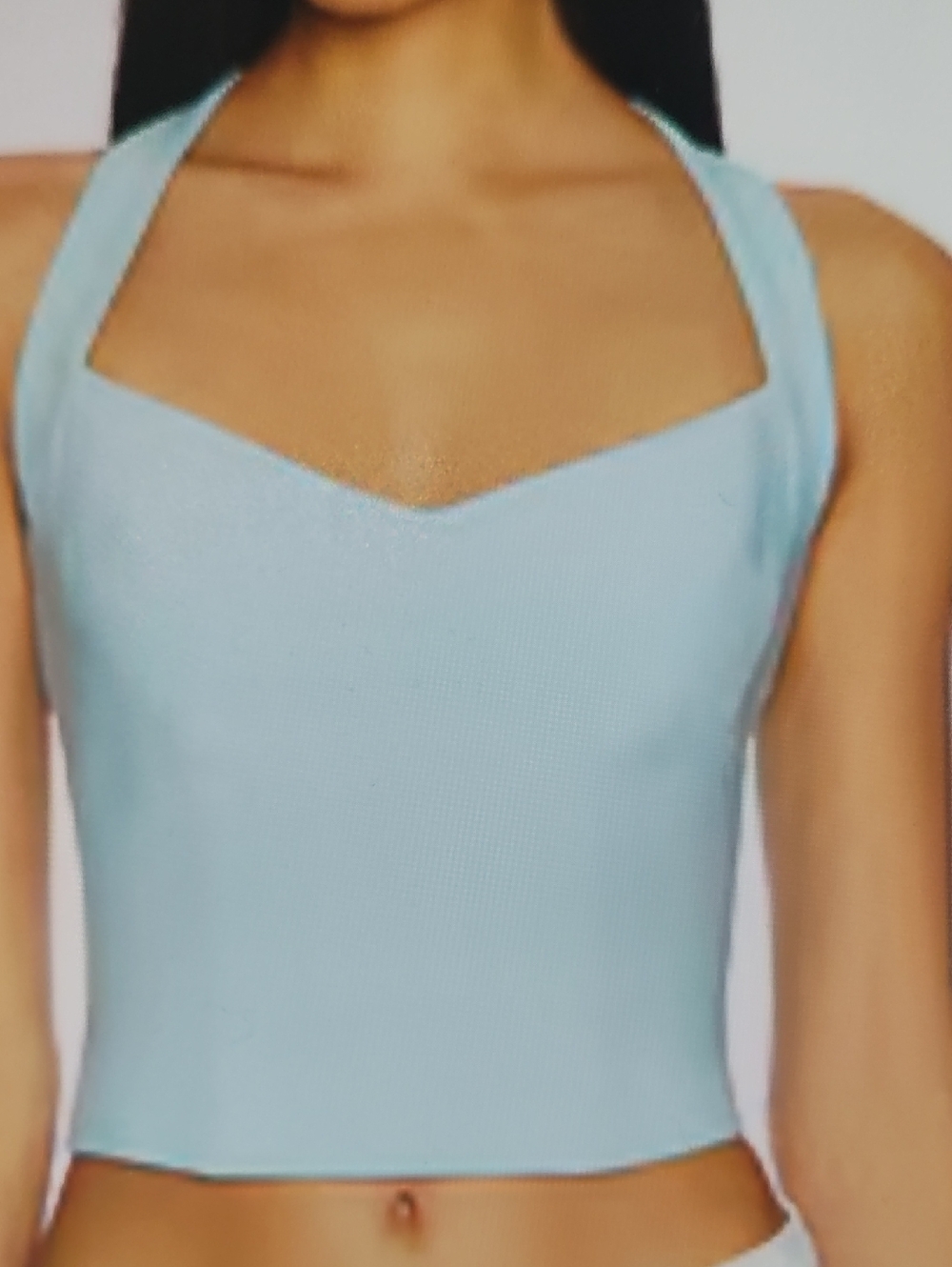 Light Blue Halter Crop Top - Brand: